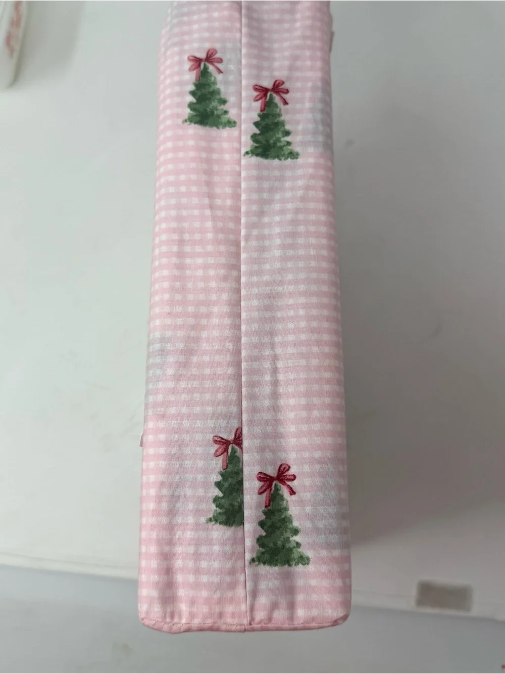 Laura Ashley Twin Size Cotton Percale Sheet Set Christmas Trees Bows Pink NWT